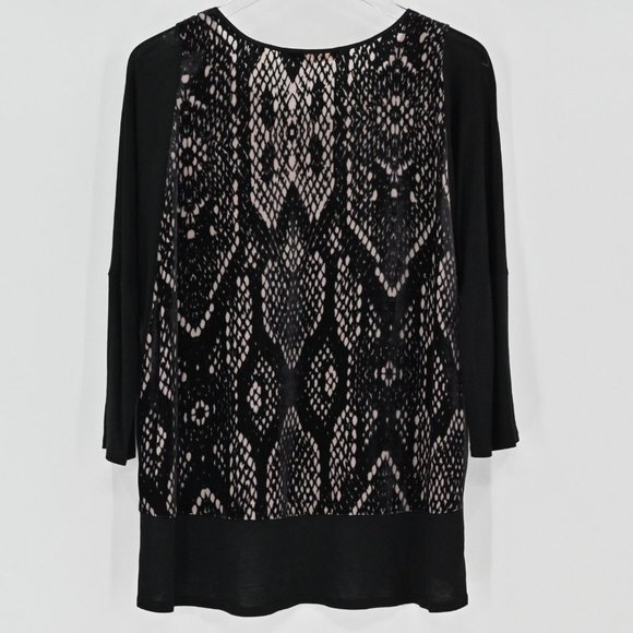 REBECCA TAYLOR Womens 100% Silk Velvet Snake Print Burnout Dolman Black Size 10 - Picture 5 of 9